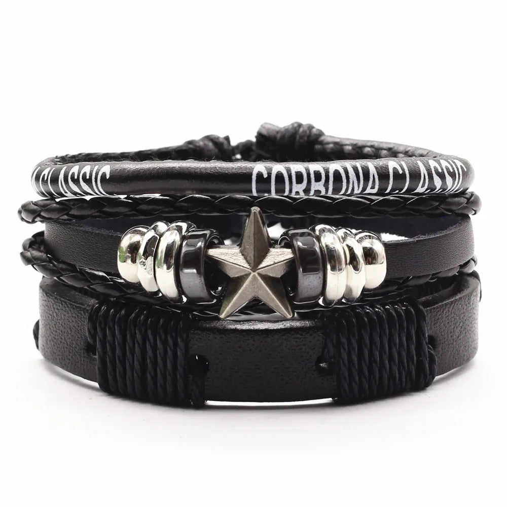 WESTBULL 3 Teile/satz Multilayer Leder Armbänder Für Männer Kreuz Charme Homme Armreifen Geschenk Schmuck