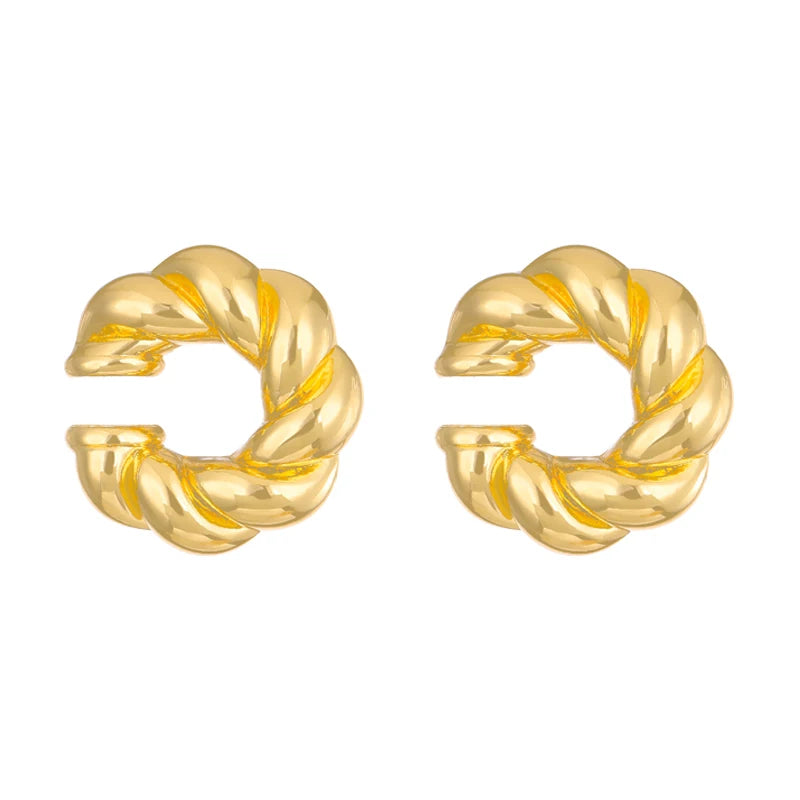 1 Paar glatte Kreis-C-förmige Clip-Ohrringe für Frauen, leicht, ohne Piercing, Knorpel-Ohrmanschette, gold-silberfarbene Ohrringe