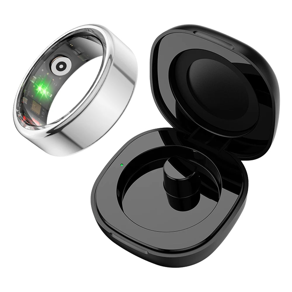 2024 COLMI R02 Smart Ring mit Ladeetui für Männer und Frauen, Akkulaufzeit, 39 Tage, Gesundheitsmonitor, 5 ATM wasserdicht