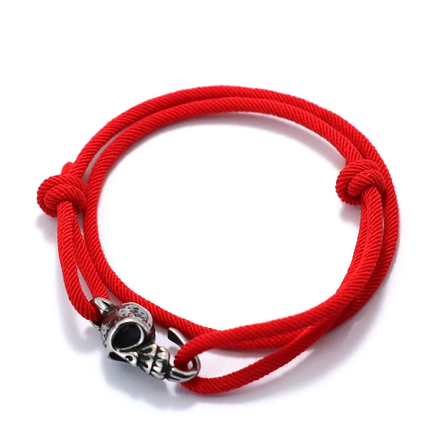 Neues Gothic-Schädel-Armband für Männer, handgefertigt, verschiebbar, verstellbar, dünne Schnur, einfacher Haken, nautisches Skelett-Armband, Pulseria