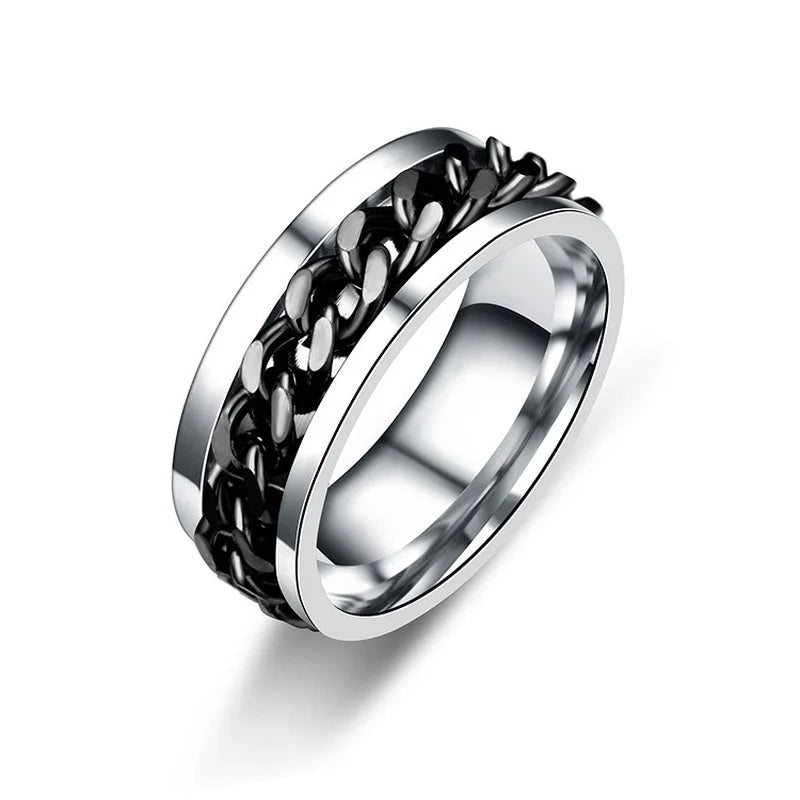 Drehbare Kettenringe aus Titanstahl für Damen und Herren, Spinnerring, Dekompression, multifunktionaler Kettenring, Flaschenöffnerring, Geschenk