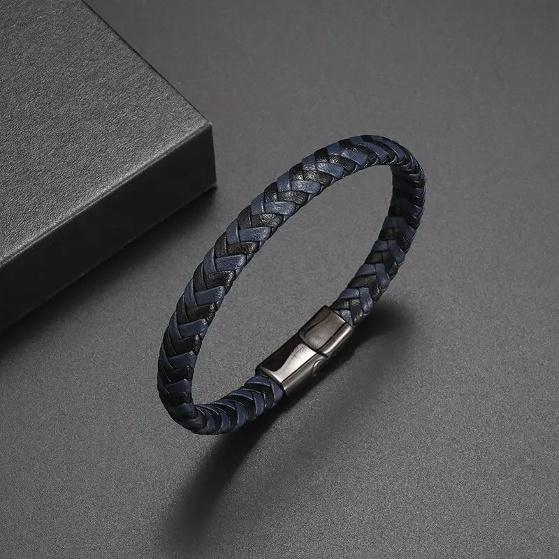 Retro Punk Fahrradkette handgewebtes Lederarmband mit Metallschnalle für Männer Motorradfahrer Rock Party Schmuck Geschenk