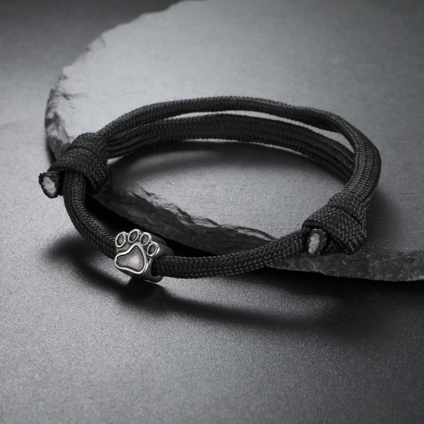 Cazador Punk Hund Haustier Pfoten Charm Armband für Frauen Männer Einstellbare Schwarz Seil Schnur Armbänder Edelstahl Schmuck Paar Geschenk