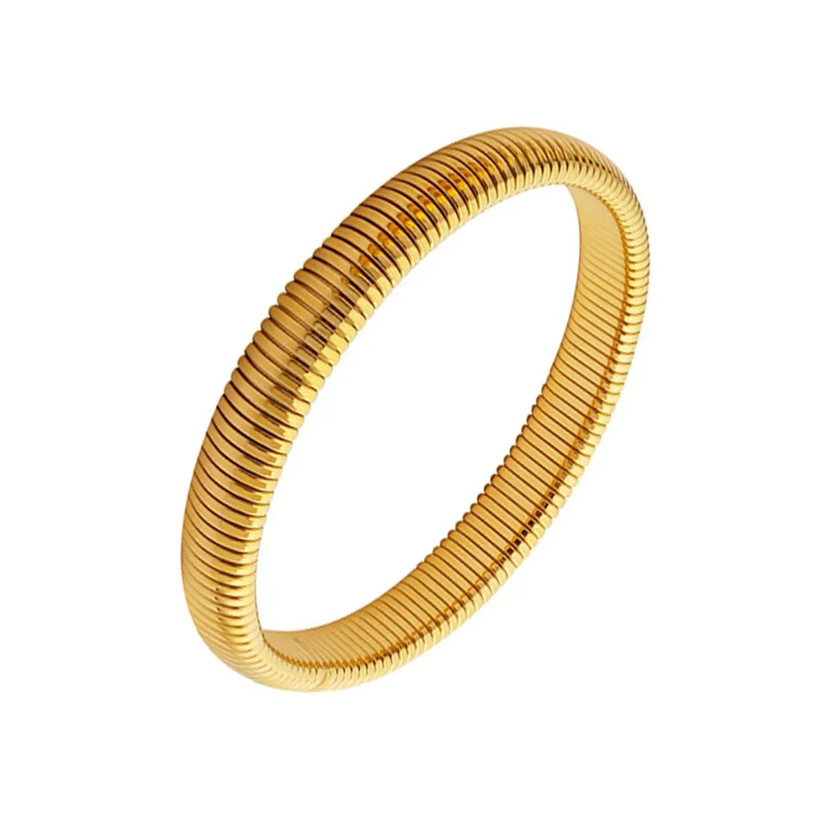 Wasserdichtes Edelstahl-Retro-Elastizitäts-Armband aus dickem Metall, poliert, 18 Karat vergoldet, Trend, Mode, Unisex, Schmuck für Männer und Frauen