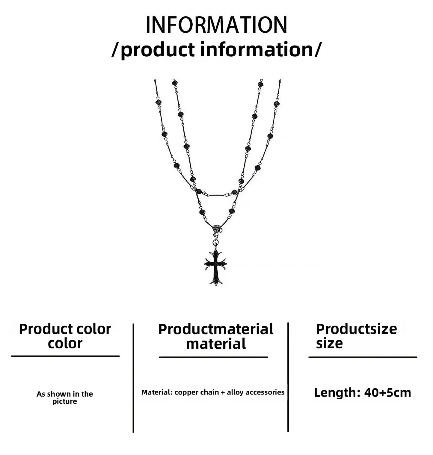 Y2K Schwarze Zirkon Kreuz Perlen Halskette für Frauen Layered Dark Gothic Stil Alternative Kultur Schmuck Anhänger Halskette