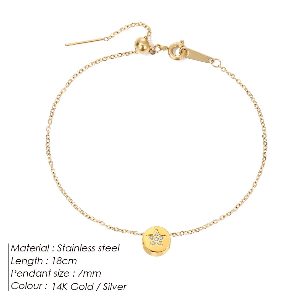 eManco Mini Exquisiter runder Schmuck Edelstahl vergoldetes Armband Einfaches Party-Valentinstagsgeschenk 48-Stunden-Versand