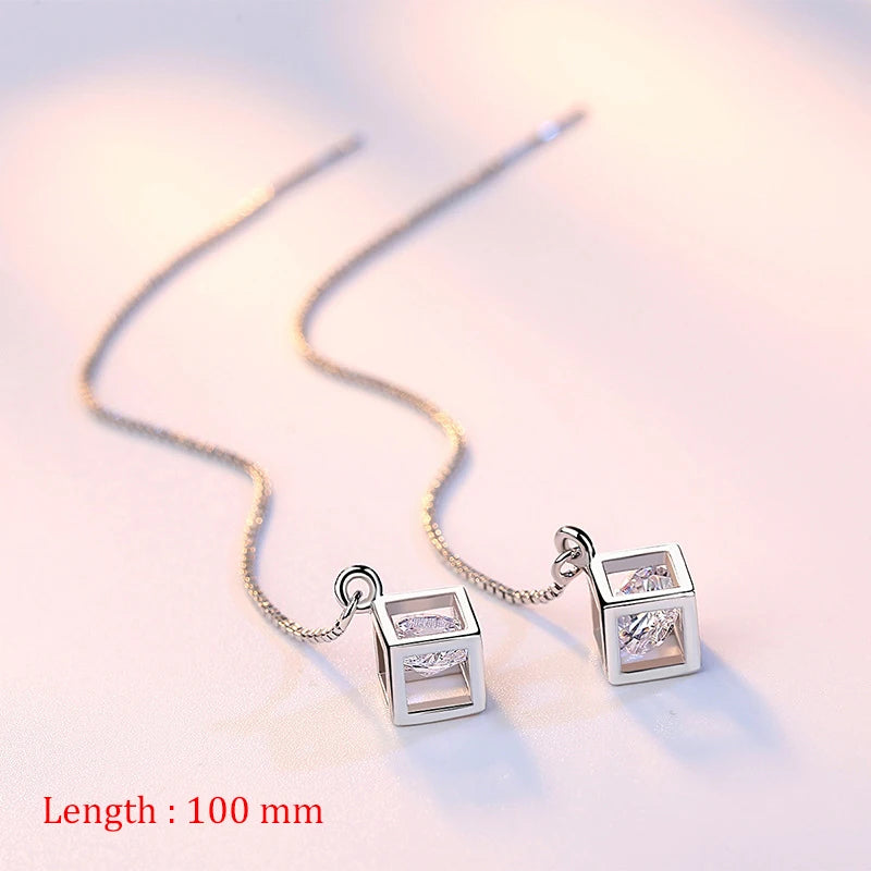 Einfache Stil Box Kette Quaste Drop Ohrringe Für Frauen Lange Baumeln Ohrring Piercing Linie Zubehör Dünne Mini Trendy Ohr Schmuck
