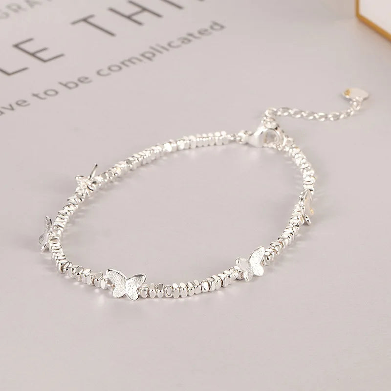 VENTFILLE Schmetterlingsarmband aus 925er-Sterlingsilber für Mädchen, Perlenschnur-Design, Insekt, modisch, vielseitiger Schmuck, Geschenk, Dropshipping