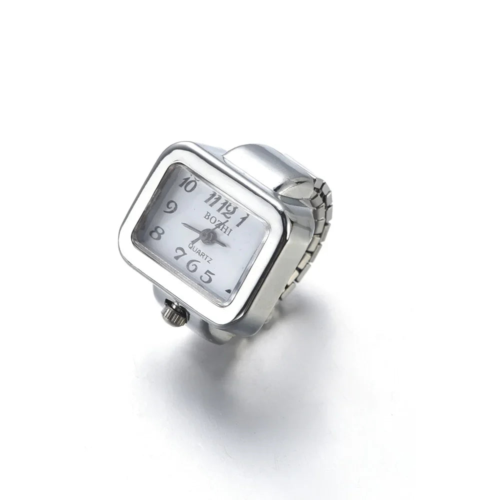 Mini Vintage Punk Finger Uhr Ringe Gummiband Legierung Uhren Paar Ringe Schmuck Uhr Retro Römischen Quarz Frauen Männer Uhr