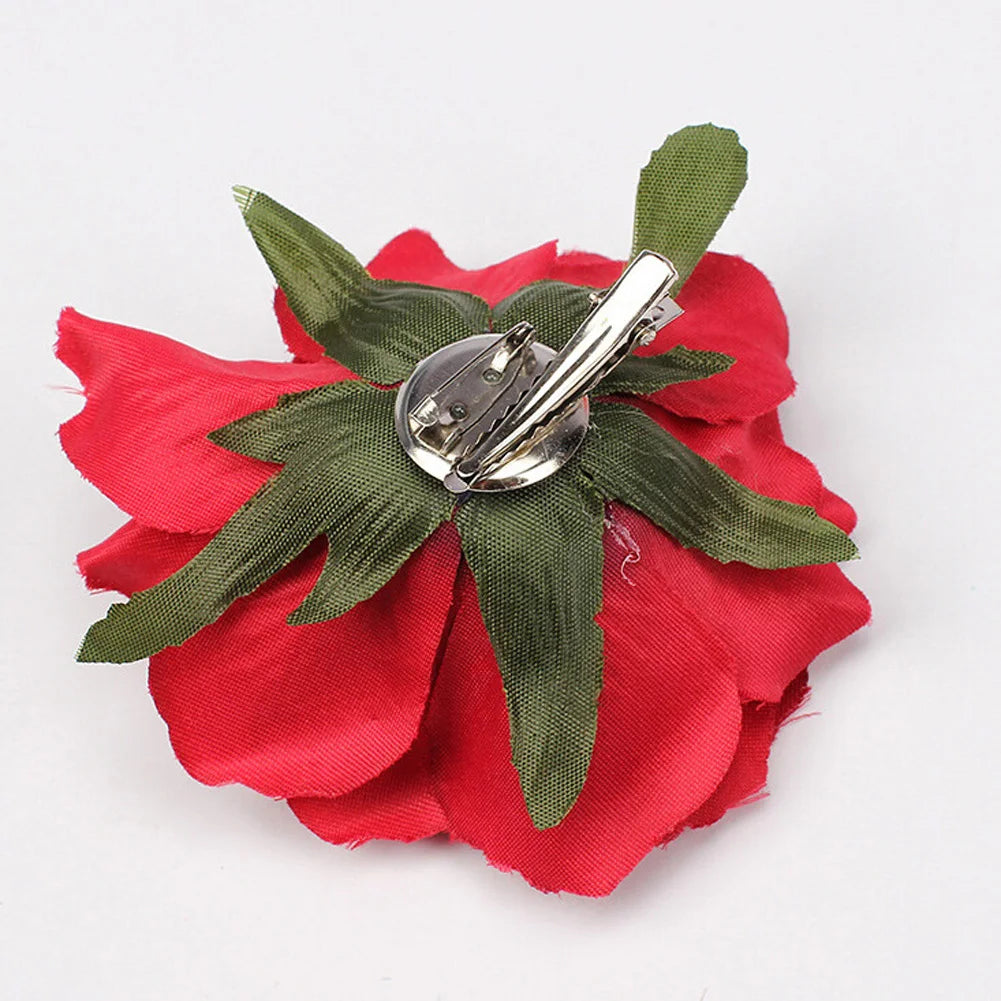 Flamenco Blumen Für Haar DIY Kopfschmuck Für Braut Beflockung Tuch Rote Rose Blume Haarnadel Haar Clip Party Haar Zubehör