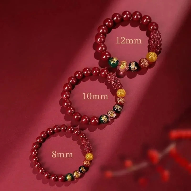 Fünf-Wege-Gott des Reichtums, handgefertigtes Zinnober-Perlenarmband, Transfer-Glücksbringer, Sternzeichen-Schmuck für Männer und Frauen, Eröffnungsglücksgeschenk