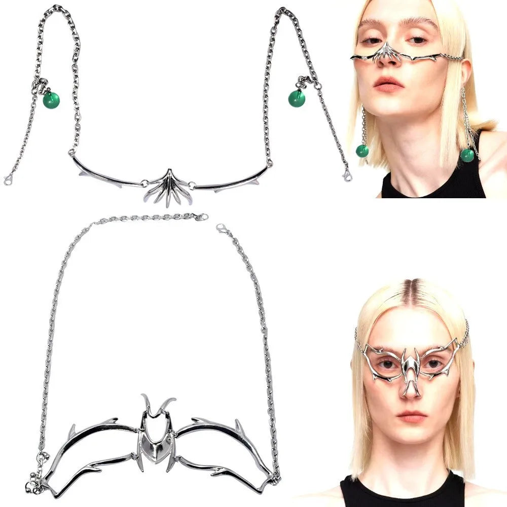 CyberPunk Maske Flüssigkeit Unregelmäßige Gothic Mechanische Alien Fluid Gesicht Zubehör Ohrring Lippen Ring Für Frauen Männer Halloween Schmuck