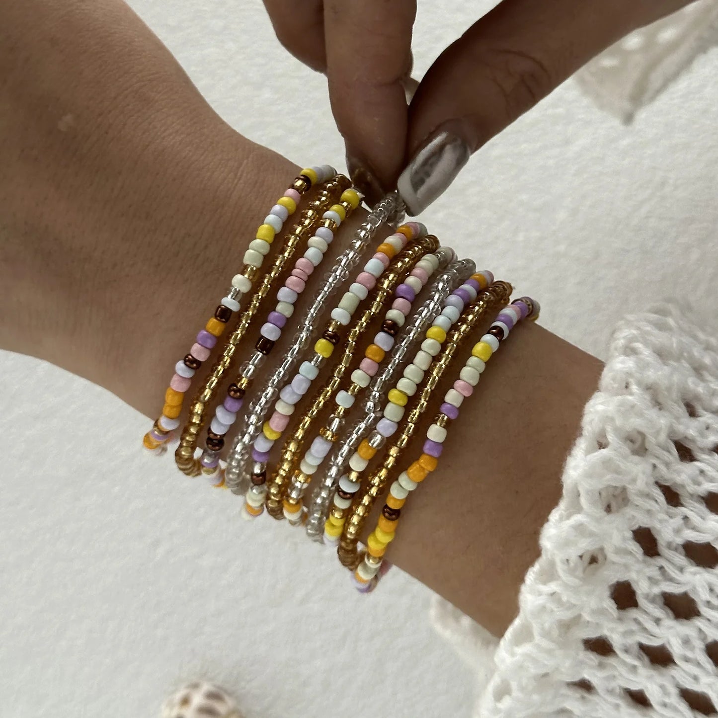 Bohemian Imitation Shell Perlen Armband Für Frauen Sea Star Schildkröte Gewebtes Seil Armband Handgemachte Freundschaft Strand Urlaub Schmuck