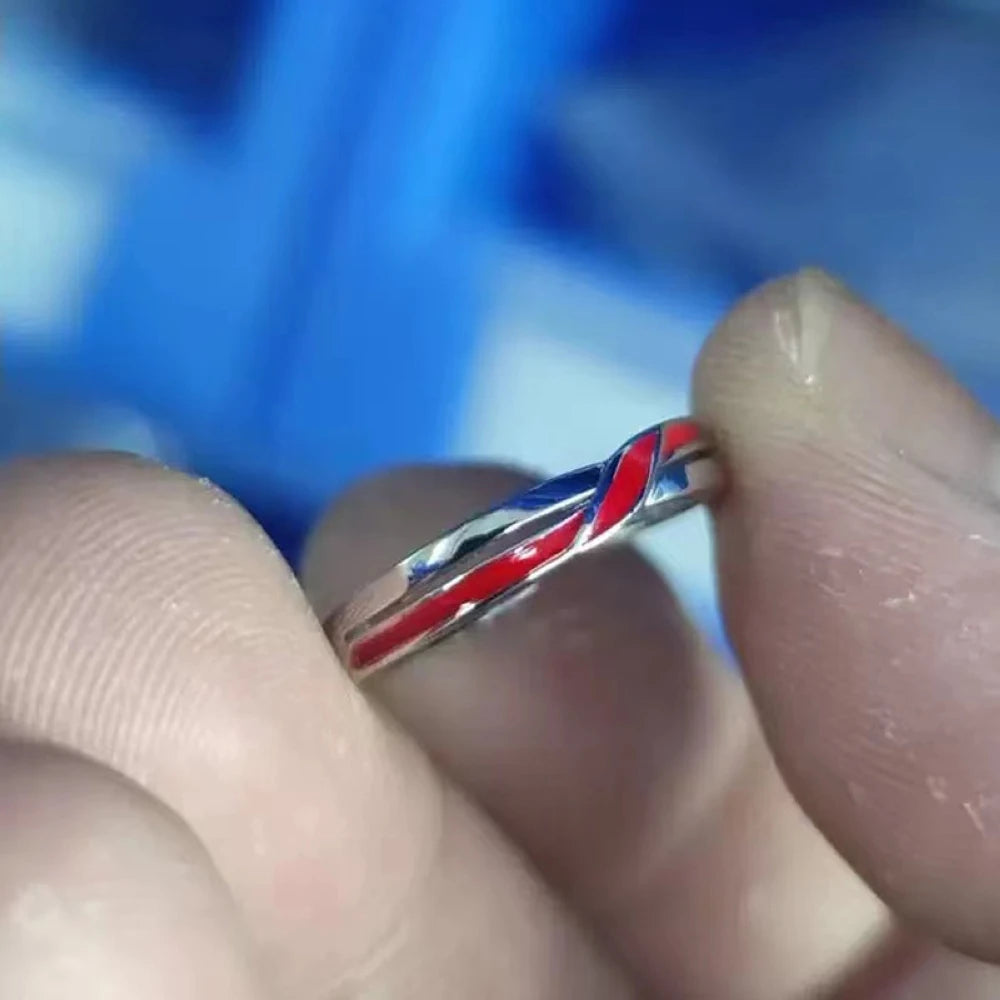 1 paar Twist Rote Linie Matchmaker Kupfer Überzogene Platin Paar Ring Männer Frauen Vorschlagen Geschenk Finger Schmuck Großhandel Drop Shipping