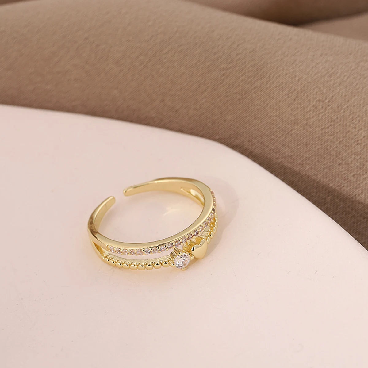 Herz Ringe Für Frauen Gold Farbe Doppel Herz Ring Hochzeit Verlobung Schmuck Zubehör Geschenk Bijoux