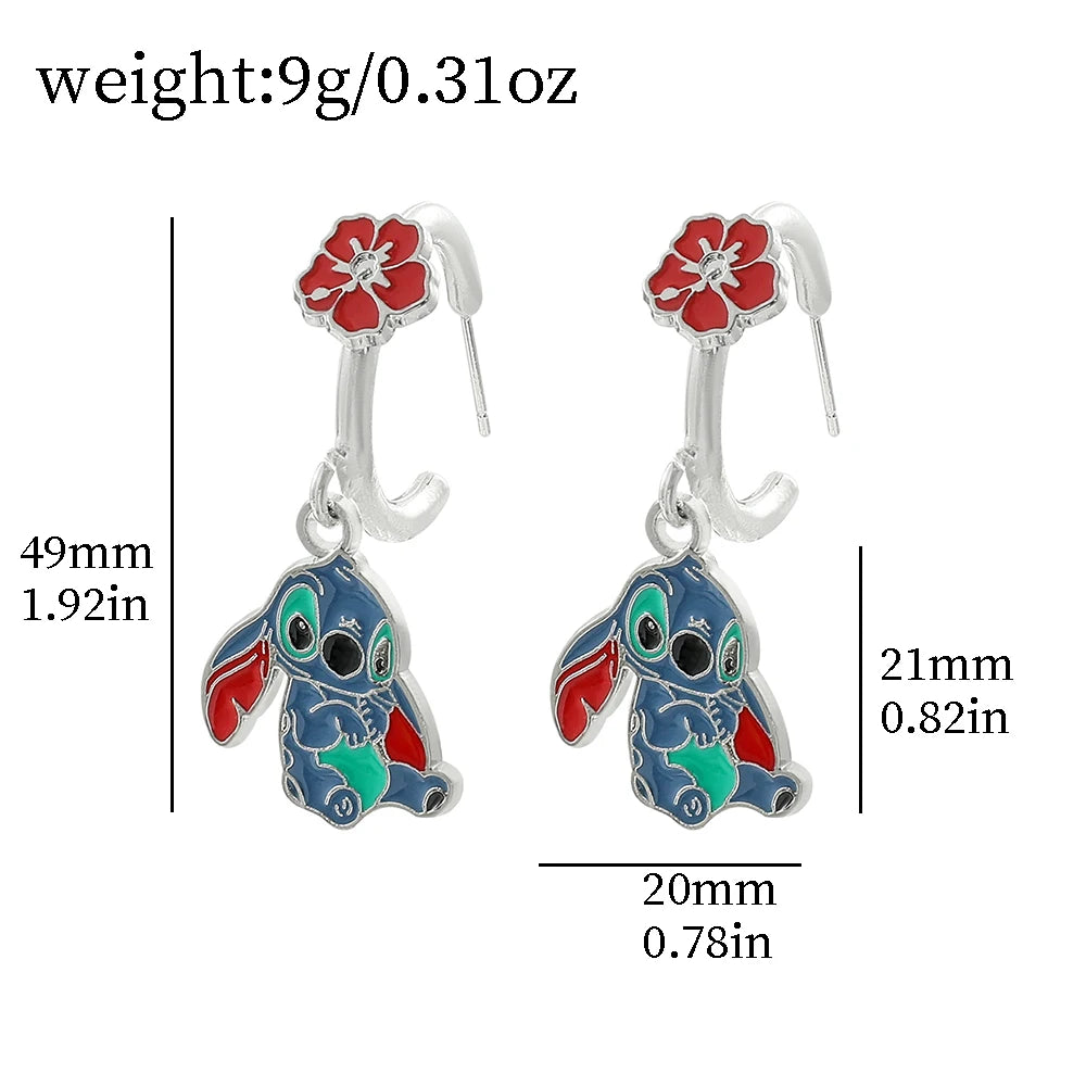 Disney Anime Lilo & Stitch Ohrringe, klassische Cartoon-Figur, Stich-Ohrringe, Ohrclip für Frau und Mädchen, Schmuck, Geschenk