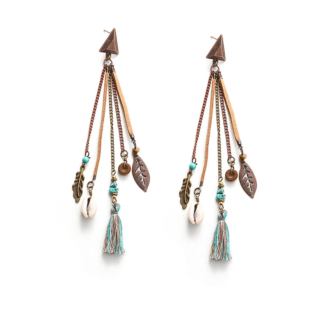 Klassische Vintage Ethnische Tropfen Ohrringe für Frauen Böhmischen Lange Temperament Quaste Geometrische Persönlichkeit Ohrring Weiblichen Schmuck