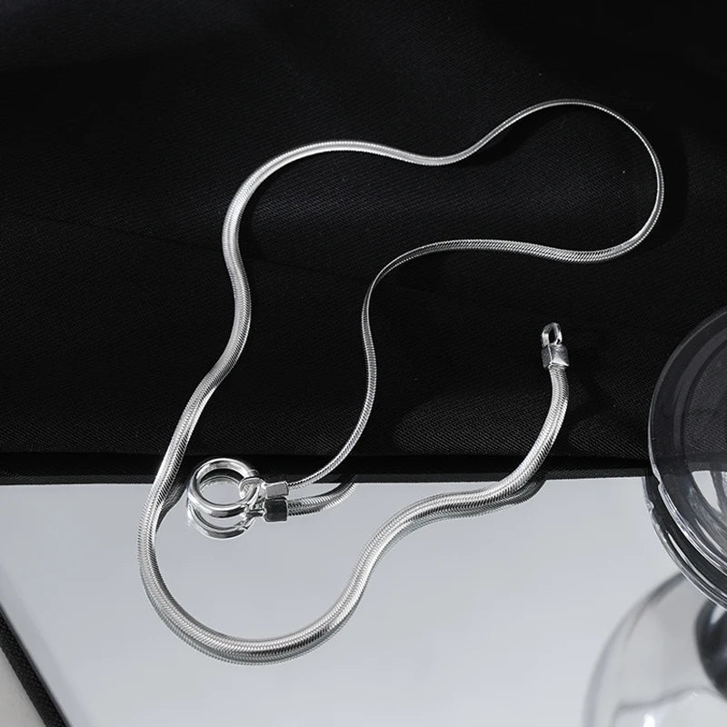 Neue Sterling Silber Halskette 45-50-55CM Einfache Halsband Schlange Glod Knochen Runde Zubehör männer & Frauen edlen Schmuck Party Geschenk