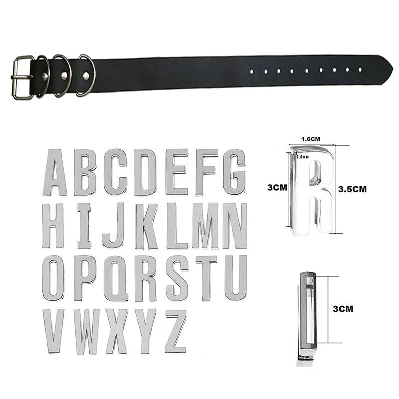 Schwarzer Goth Gürtel PU individuelle Buchstaben Halsband Halskette Punk Sexy Männer Frauen personalisierte Halsbänder Schnalle Halsband Cosplay Schmuck