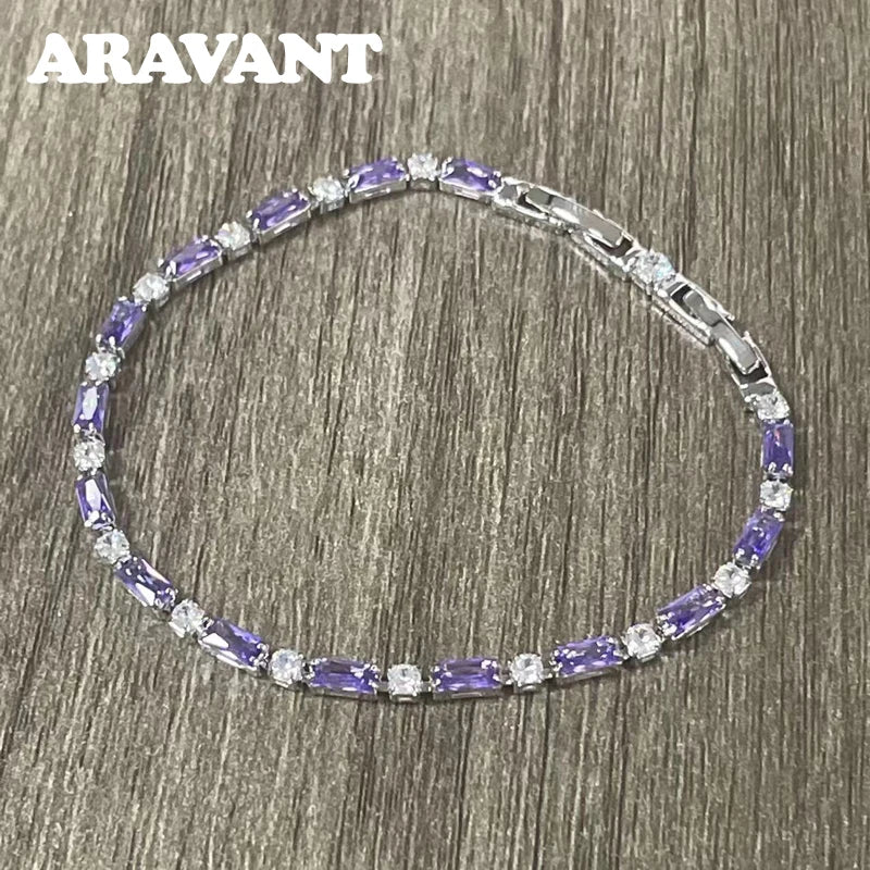 Aravant Armbandkette aus 925er Silber, 18 Karat Gold, Amethyst, für Damen, Modeschmuck