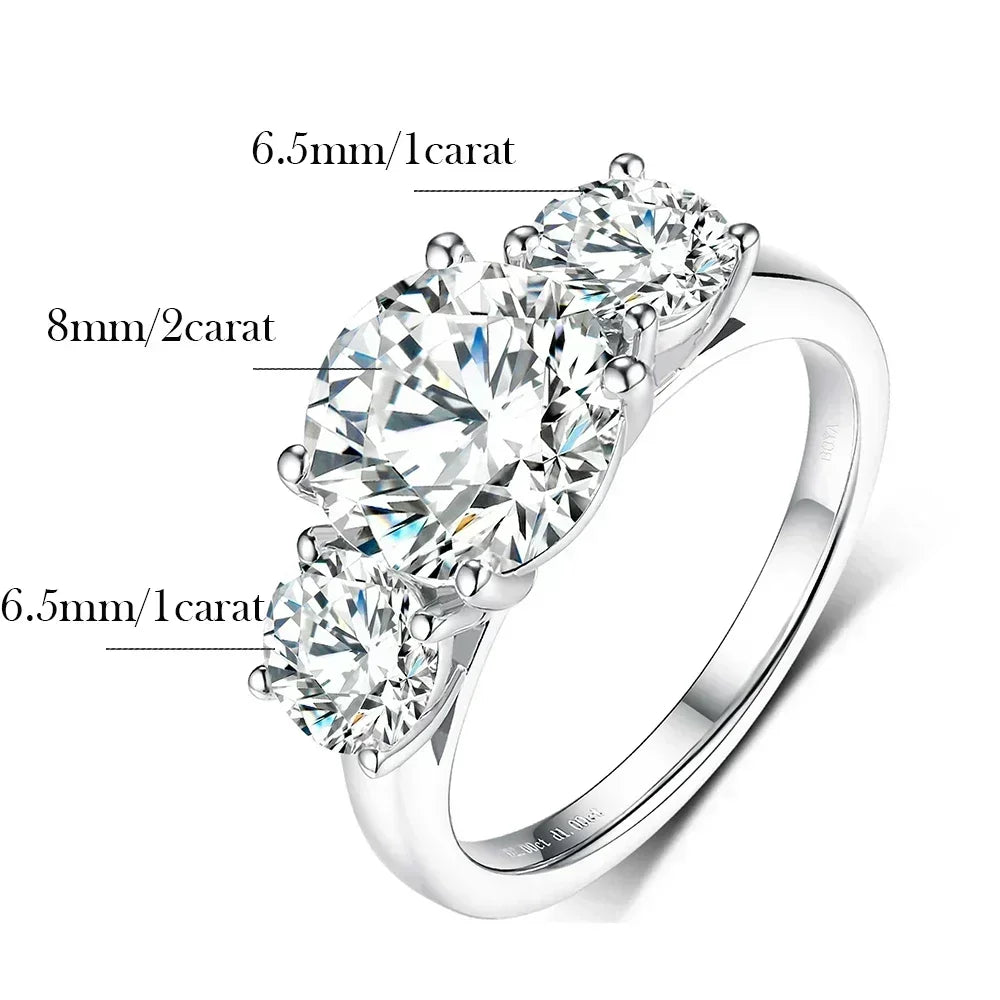 4-Karat-Moissanit-Ring mit Zertifikat, 925er-Sterlingsilber, Labordiamant im Brillantschliff, Verlobungsring, Ehering für Frauen