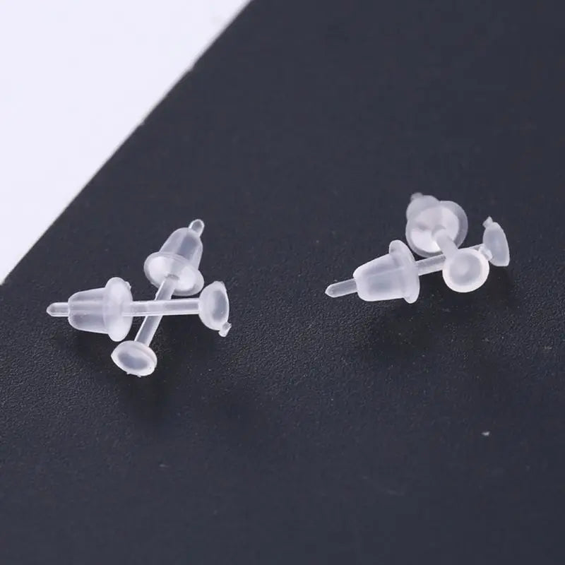 Für kreative 100er-Set transparente Ohrringe aus Kunststoff, Ohrstecker aus Silikon, Ohrstecker, Piercing-Halterungen für Frauen
