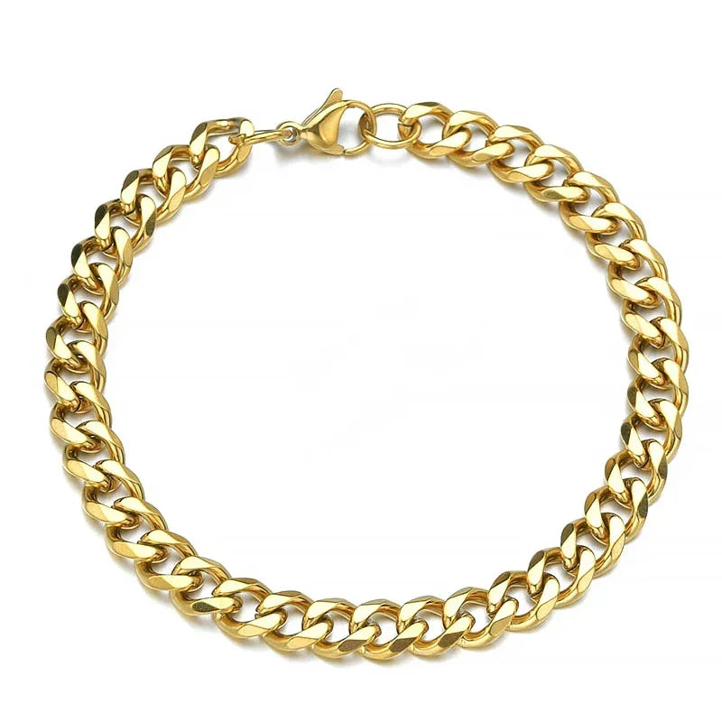 Mode Edelstahl Männer Curb Kubanischen Kette Armbänder Frauen Armband auf Hand für Paar Unisex Handgelenk Hand Schmuck