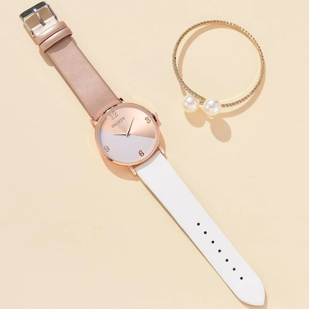 Frauen Uhr Set Luxus Mode Bunte PU Lederband Damen Quarz Armbanduhr Legierung Armband Für Damen Geschenk