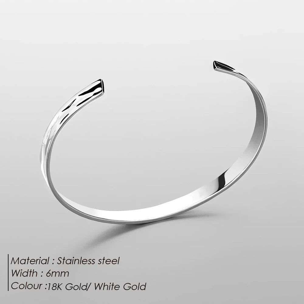 ELANDIS Herrenschmuck Edelstahl C-Form Design 6MM breiter Armreif Einfaches Punk-Armband Partygeschenk Großhandel Hersteller