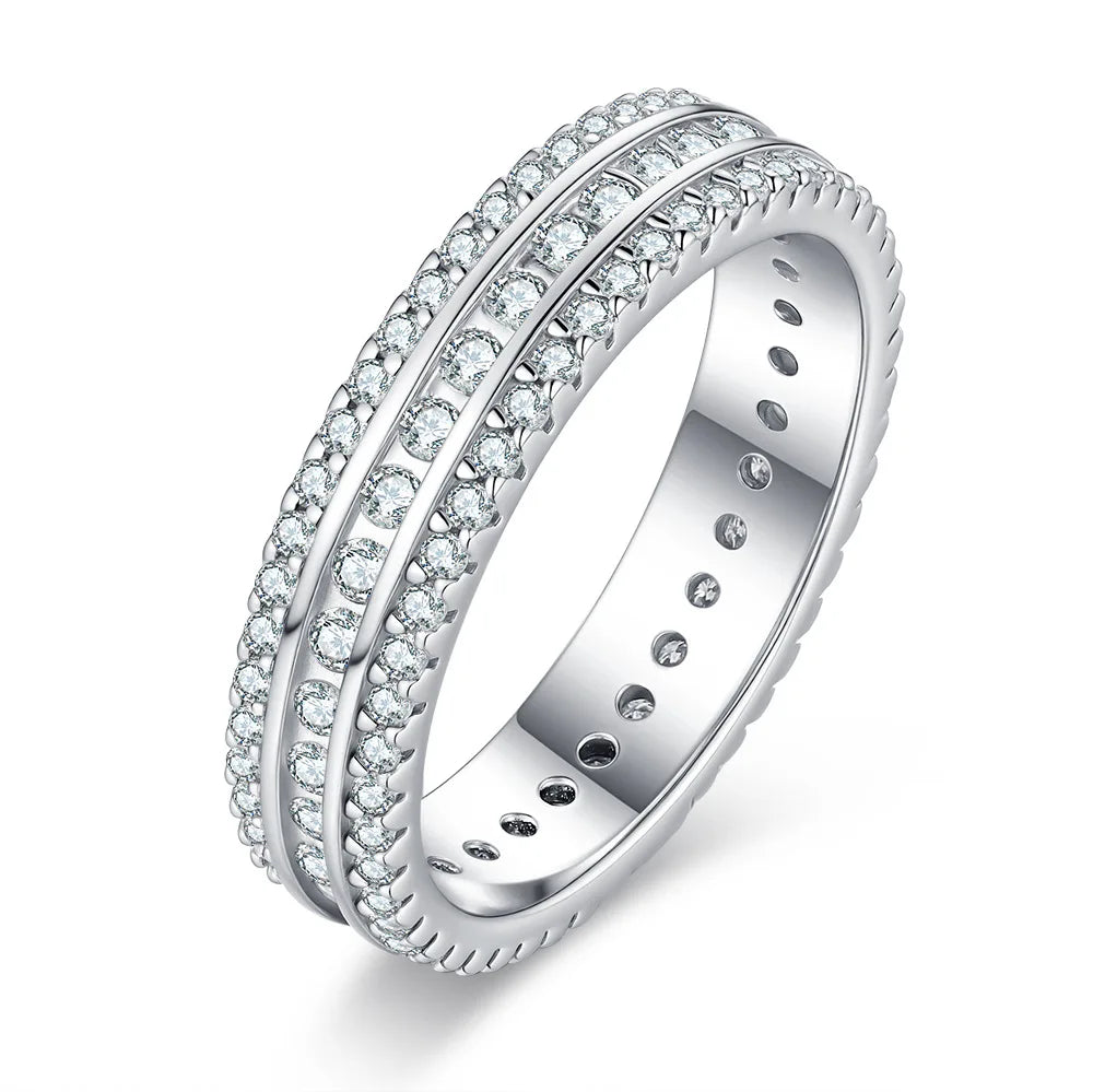 Ring aus 925er-Sterlingsilber mit Rundschliff, Moissanit, weiße Farbe, Eheringe für Damen