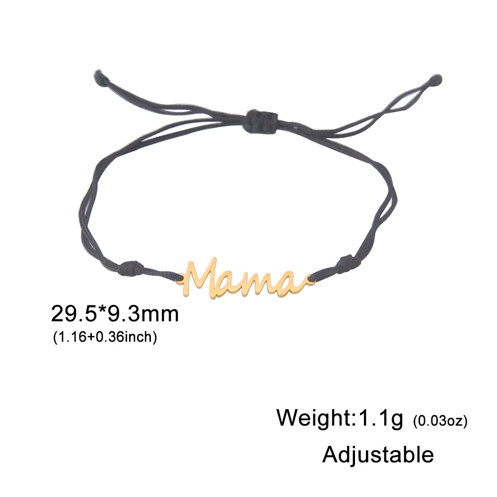 Teamer Buchstaben Mama Anhänger Armband Frauen Rote Schnur Armbänder Edelstahl Schmuck Pulseras 2025, Muttertagsgeschenk Großhandel