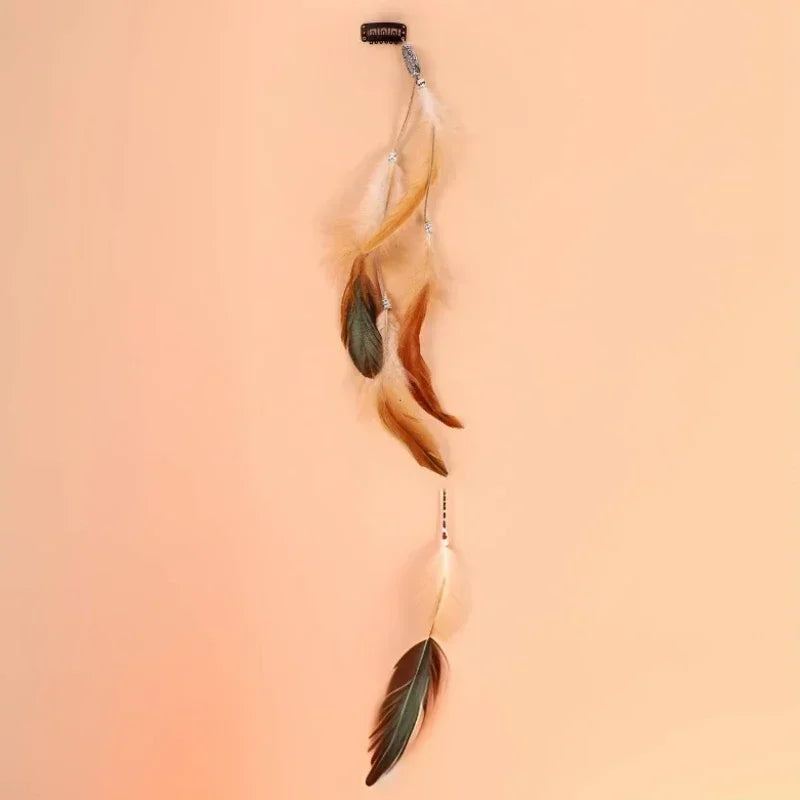 2024 neue Modische Boho Feder Stirnband Perücke Perlen Feder Kopfschmuck Handgemachte Haar Clip Mädchen Haar Zubehör Hohe Qualität