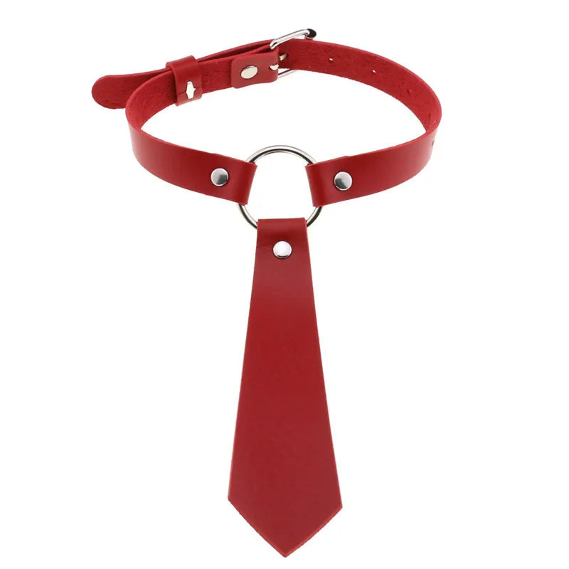 2022 neue Gothic Pu Leder Fliege Kragen Choker Halskette für Frauen Punk Bondage Kragen Halskette Männer Schmuck Drehmomente