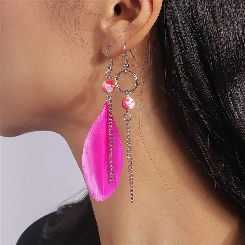 Aihua moderne große Feder Quaste Ohrringe für Frauen Vintage lange übertriebene Zigeuner Feder Ohrringe Party Schmuck Accessoire