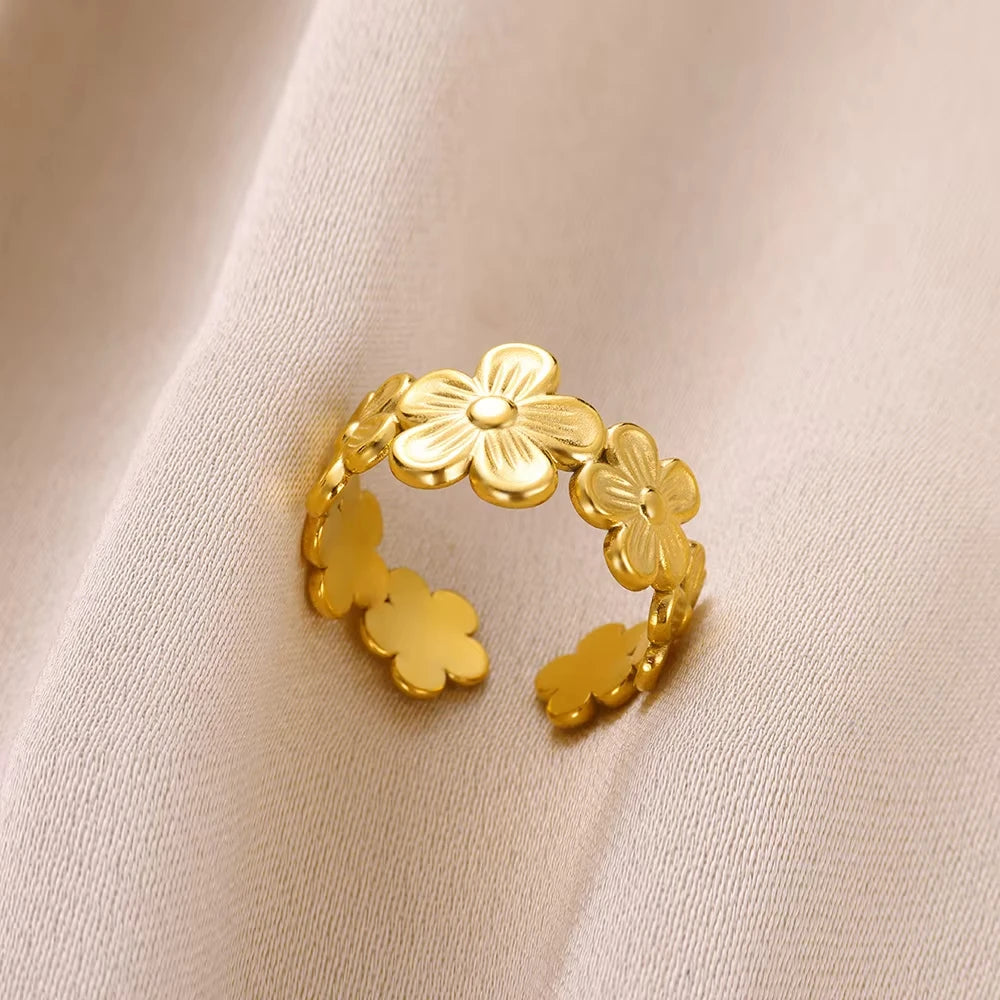 Edelstahl Zirkon Geometrische Ringe Für Frauen Luxus Bösen blick Gold Farbe Einstellbar Trendy Hochzeit Ästhetischen Jewerly Geschenk