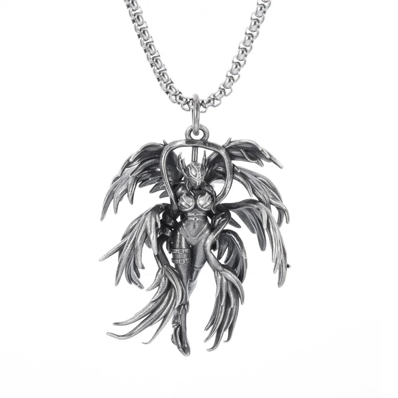 Versilberte Anime Mecha Schönes Mädchen Mädchen Anhänger Halskette Männer und Frauen Hip-Hop Rock Punk Trendy Schmuck Geschenk