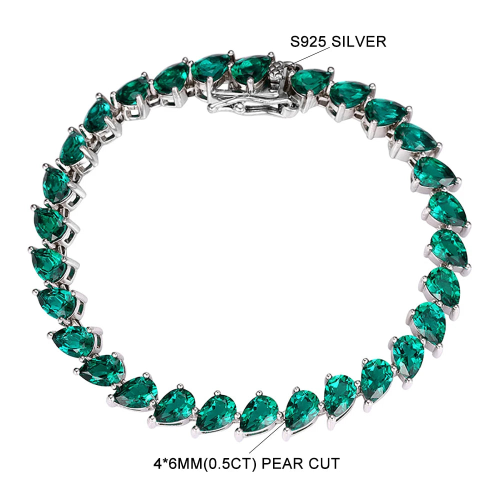 TEMGF Armband mit vollem Zambia-Grün-Edelstein, S925-Sterlingsilber, edler Schmuck für Frauen, luxuriöses Jubiläums-Überraschungsgeschenk