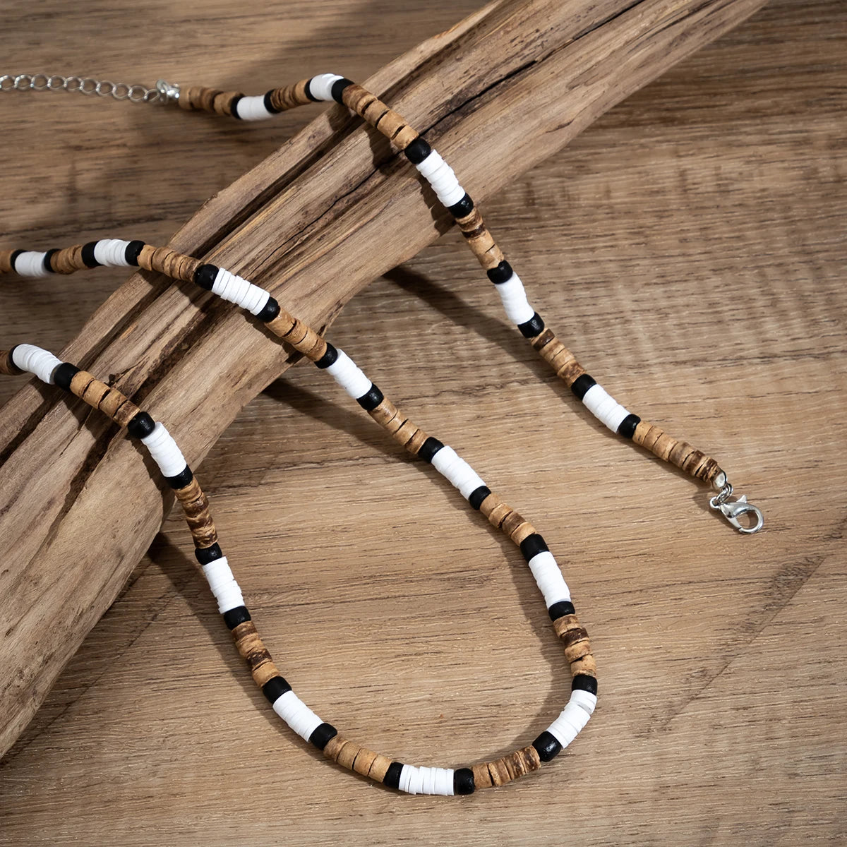 Kunjoe 2 teile/satz vintage natürliche weiche ton perlen armband halskette für männer afrikanische surf tribal schmuck set