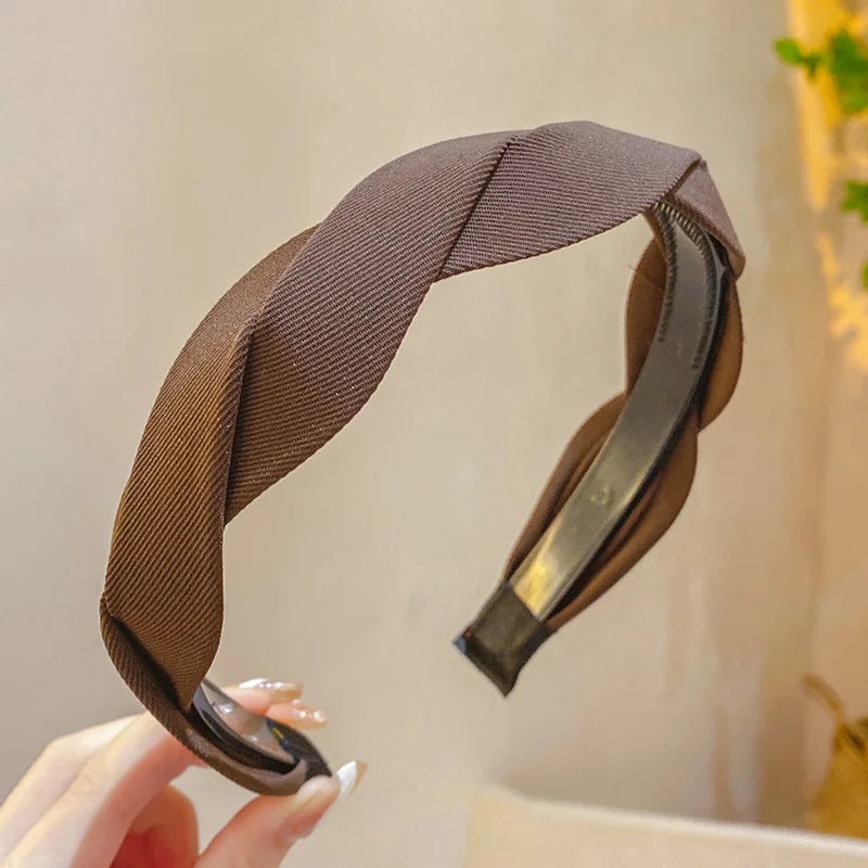 Retro-Stirnband mit breitem Rand, gedreht, für Damen, elegantes Haarband mit Waschgesicht, modisches Mädchen-Haar-Accessoire