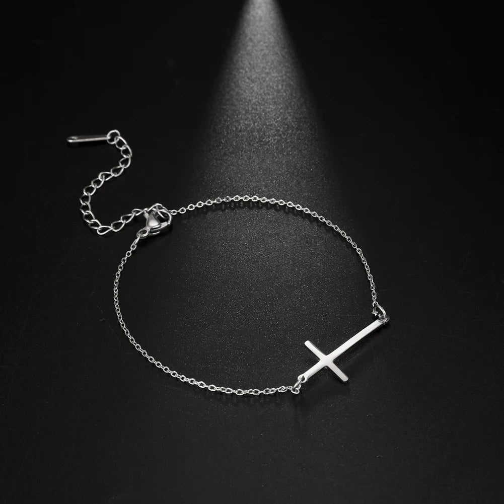 Amaxer Edelstahl Kreuz Anhänger Armband Für Frauen Mann Gold Farbe Pulseira Feminina Liebhaber Engagement Schmuck Geschenk