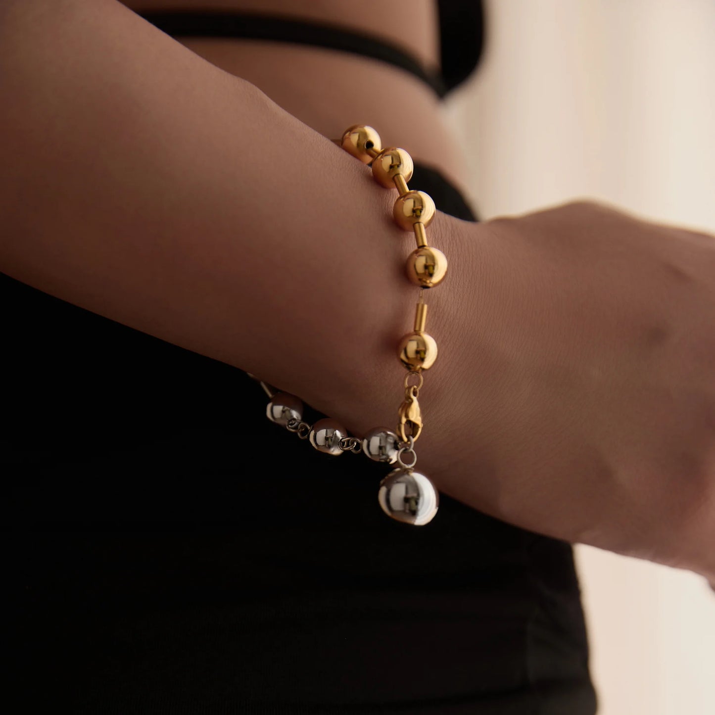 DASEIN 2025 Neue 18 k Gold Überzogene Französisch Gothic Ball Perlen Armband Edelstahl Hohe Qualität Vintage Punk Frauen Männer schmuck