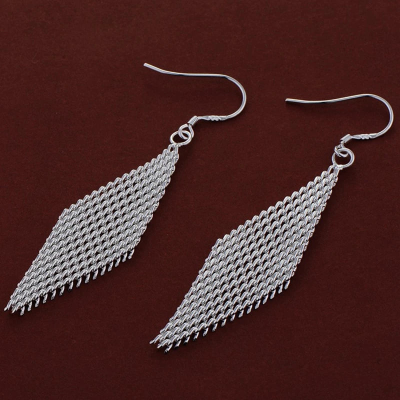 Ohrringe aus 925er-Sterlingsilber, Netzstoff, für Damen, exquisiter Student, Freundin, Schmuck, Accessoires, Hochzeit, Mode, Geschenk