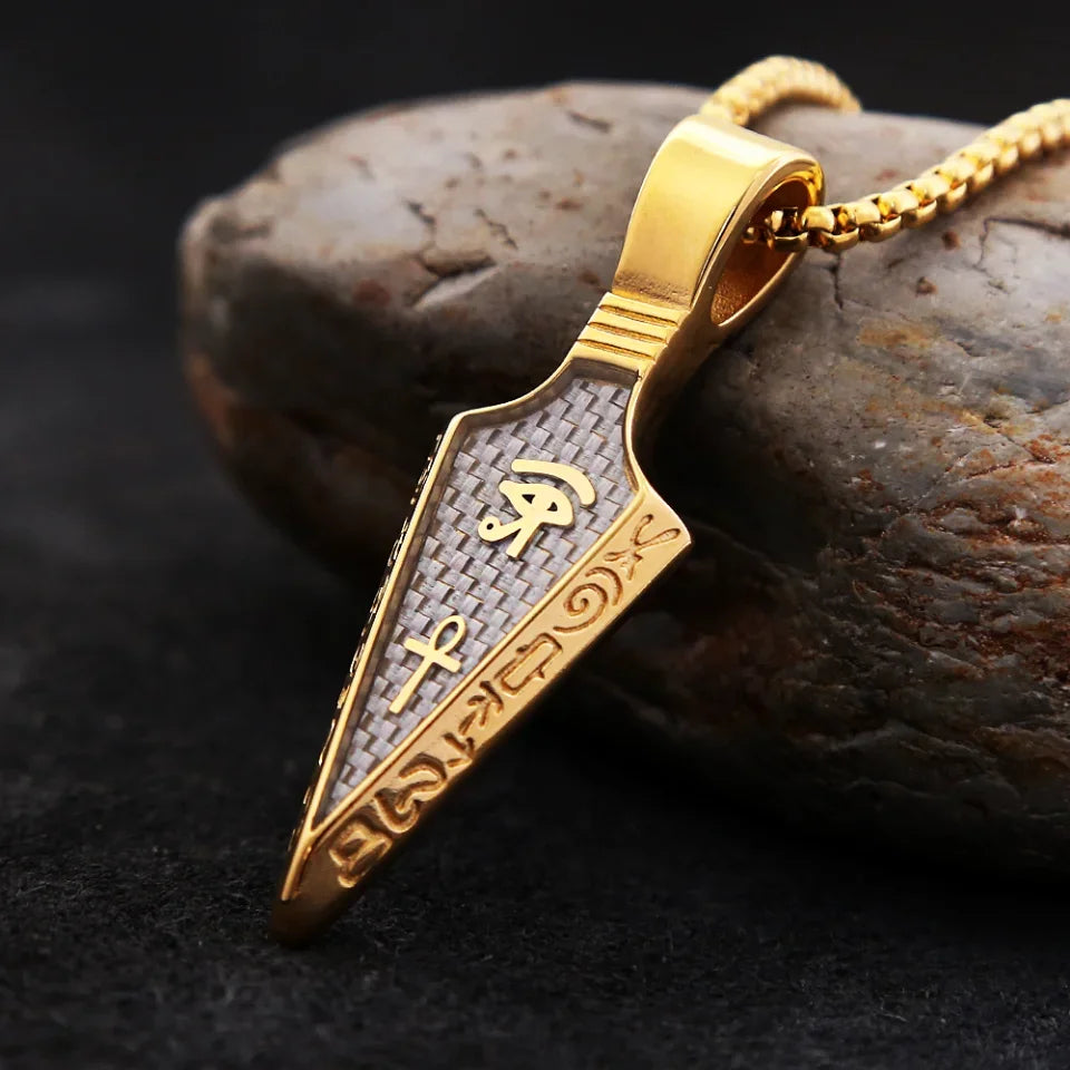 Männer Edelstahl Ankh Kreuz Speerspitze Anhänger Halsketten Mode Vintage Auge des Horus Halskette Punk Amulett Schmuck Großhandel
