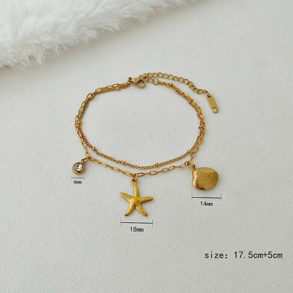 ALTERA Neue Böhmen Handgemachte Edelstahl Halskette Ohrringe Armband Shell Seestern Charme Wasserdicht Schmuck Set Sommer Strand