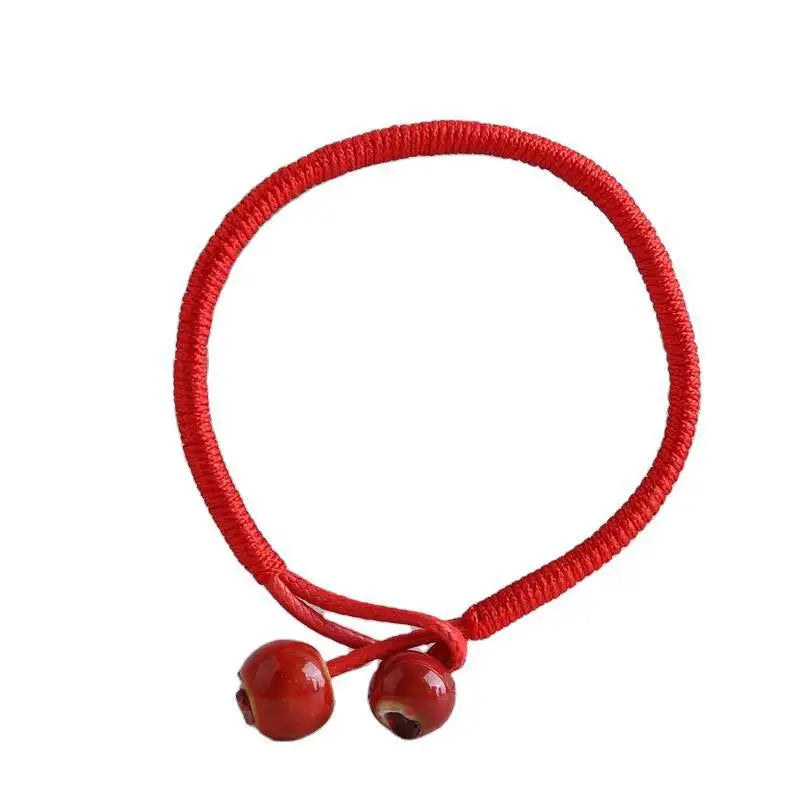 Tibetisch-buddhistische Glücksbringer-Keramik-rote Perlenarmbänder, Armreifen für Frauen, handgefertigte Knoten, Faden, Schnur, Seil, Armbänder, Schmuck