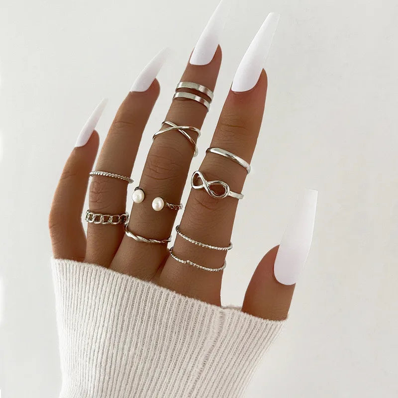Boho Zirkon Ringe Set für Frauen, Gold Farbe Böhmen Kristall Brief Liebe Herz Mond Pfeil Blume Ring Hochzeit Schmuck Geschenke