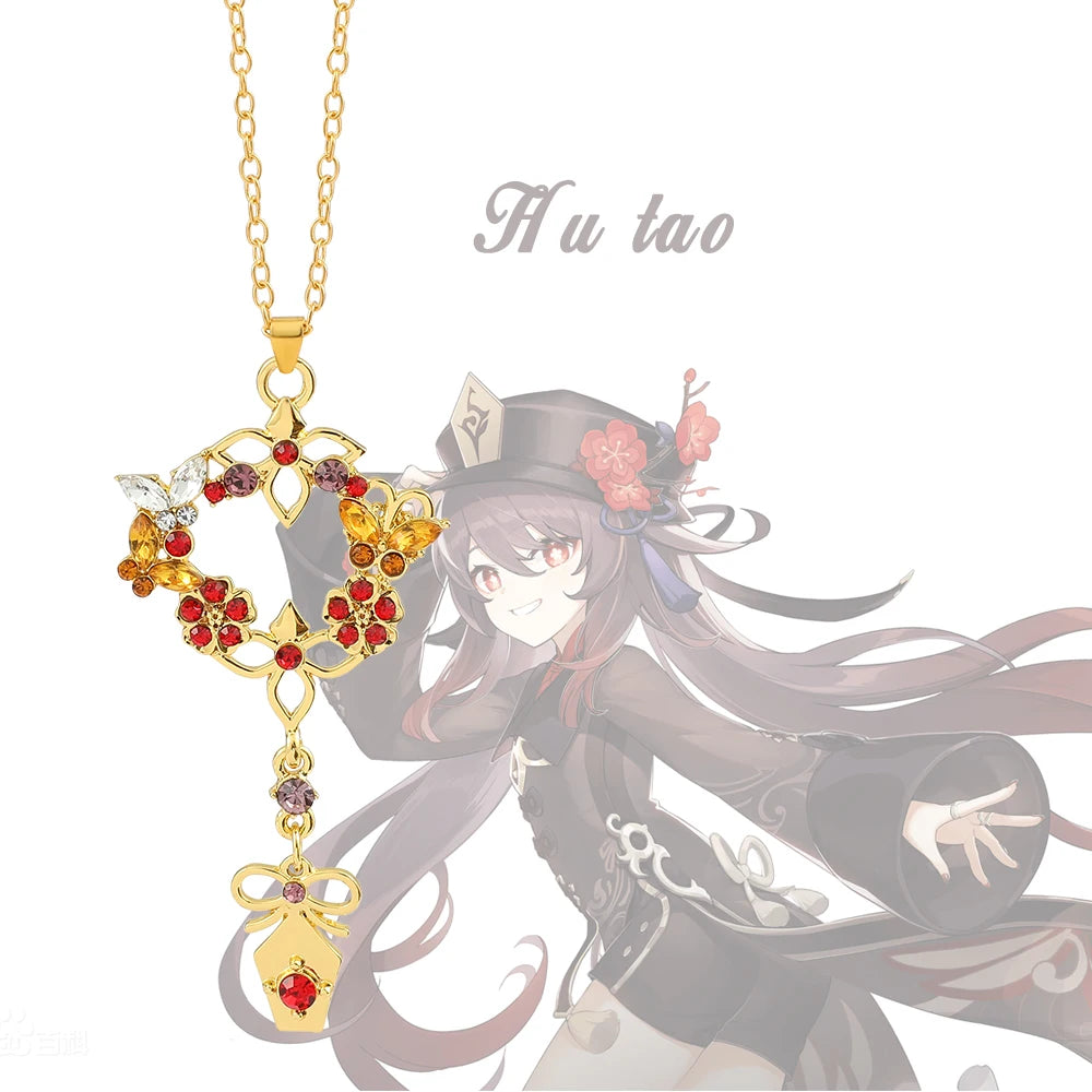 Neue Anime Genshin Impact Anhänger Halskette Für Frauen Trendy Schmuck Zirkon Schlüsselbein Kette Kazuha Tartaglia Venti Cosplay Halskette