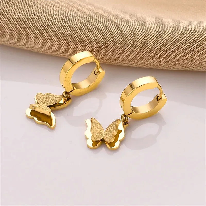 Edelstahl Schmetterling Creolen Für Frauen Schmuck Geschenk Weibliche Lange Quaste Matt Matte Tropfen Ohrringe Koreanische Gesendet Kostenlos