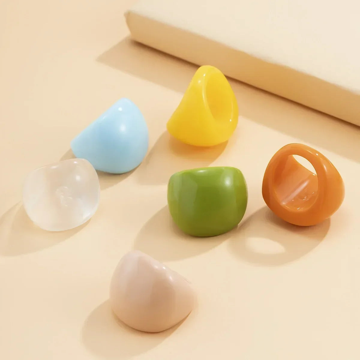 Persönlichkeit Candy Farbe Große Ringe Acryl Geometrische Chunky Ring Mode Frauen Charme Bunte Regenbogen Harz Knuckle Finger Ringe