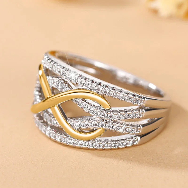 Einzigartige Liebe Design Frauen Ringe für Hochzeit Verlobung Band Luxus Zubehör Heißer Trend Ewigkeit Schmuck Party Geschenk Anillos
